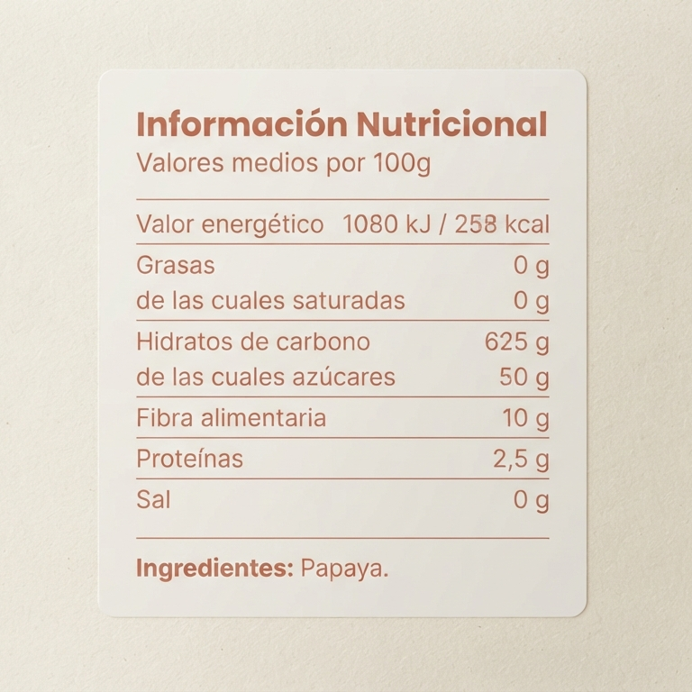 Fruta Deshidratada Papaya "Cero Azucares" 40g - MC Frutta