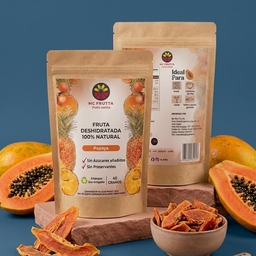Fruta Deshidratada Papaya "Cero Azucares" 40g - MC Frutta