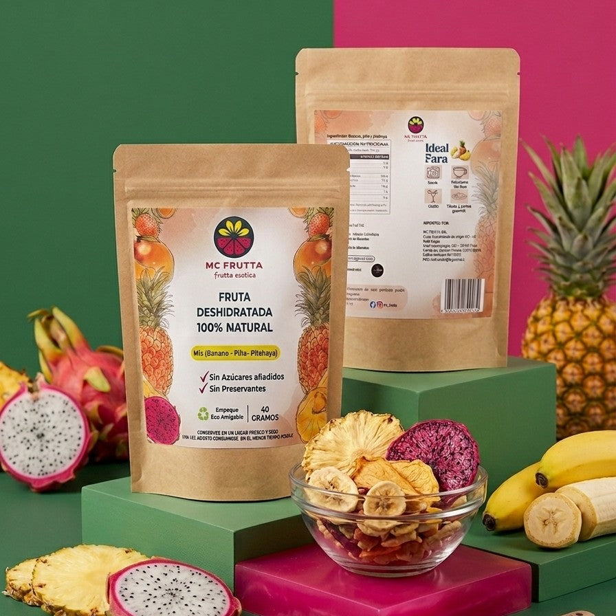 Mix Fruta Deshidratada (Banano,Piña,Pitahaya) "Cero Azucares" 40g - MC Frutta